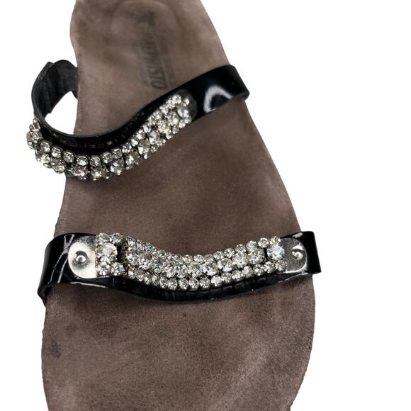 Mephisto Ivana Black Patent Leather Rhinestone Sandals 39 - Picture 13 of 16